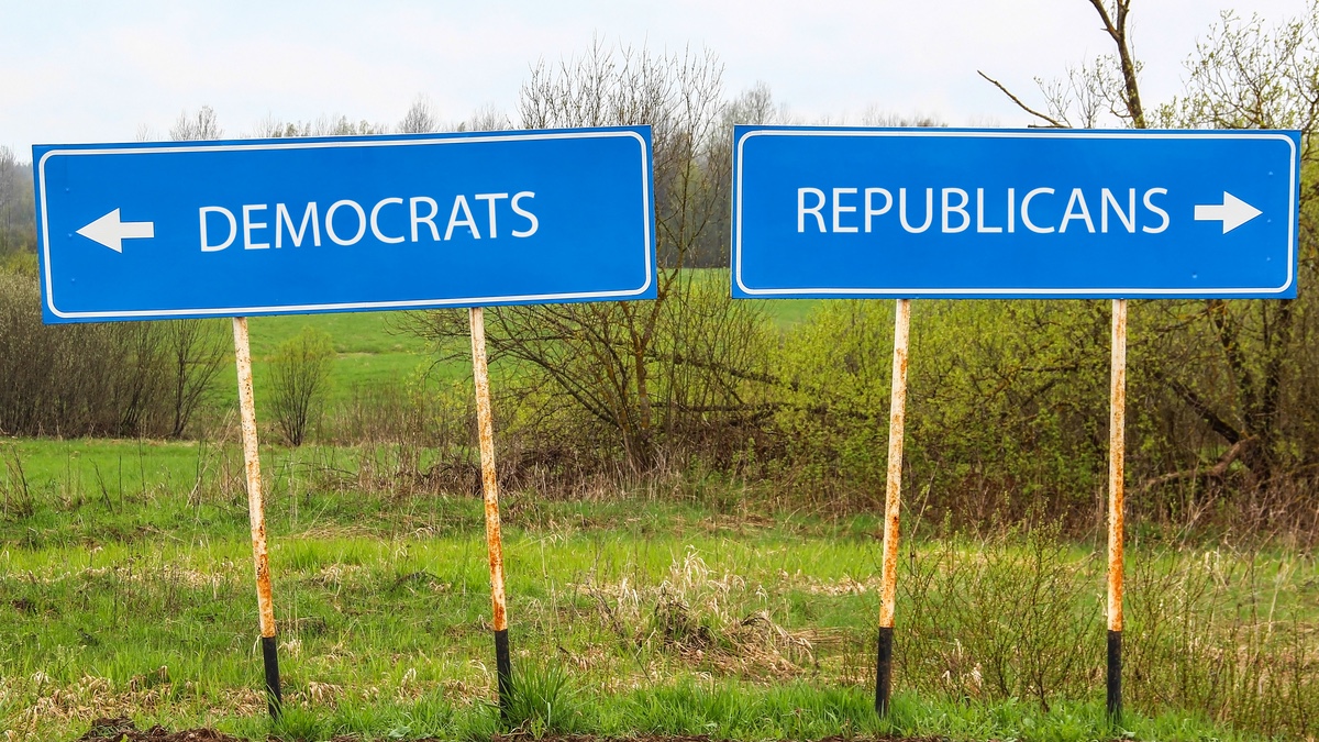Democrat and Republican road signs